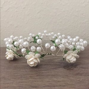 Pearl and flower tiara